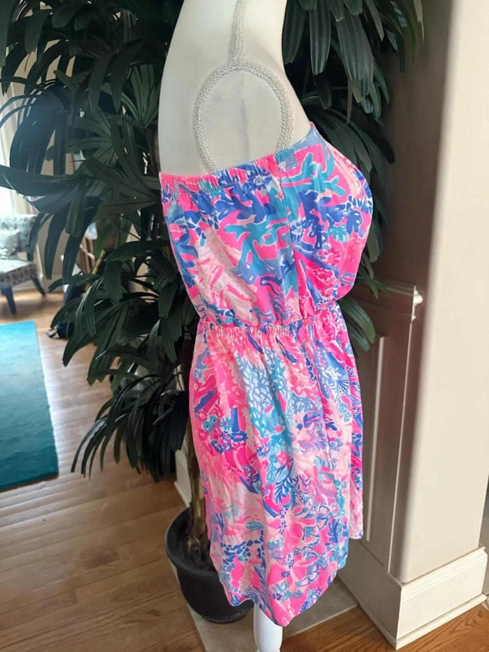 💙💕Lilly Pulitzer Pink Blue Strapless Light Paschs Aquadesiac Print Dress S💙💕 - Picture 5 of 11